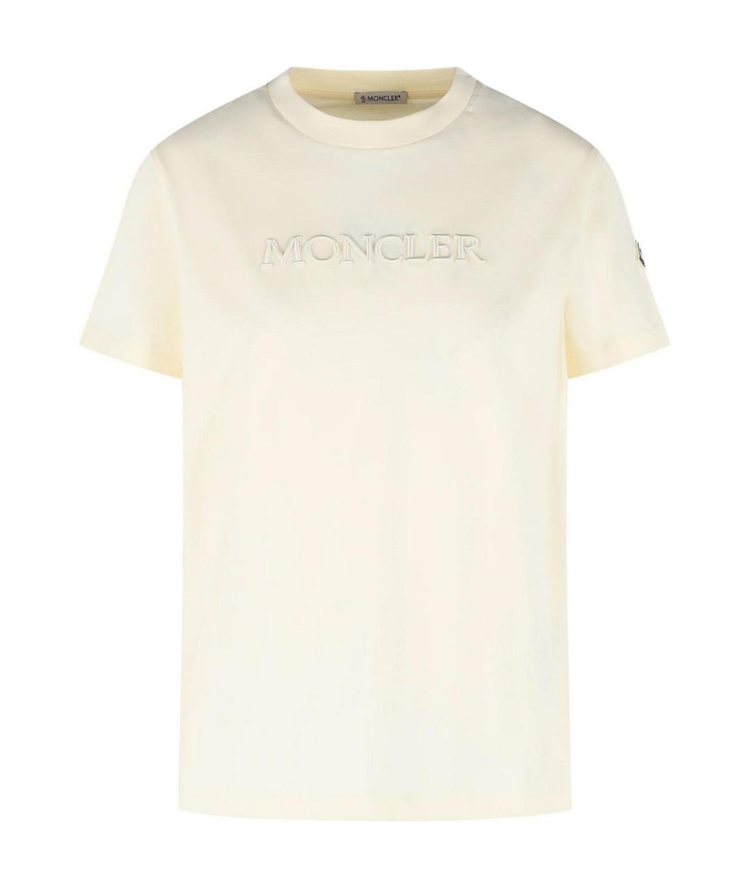 MONCLER Бежевая хлопковая футболка, фото 1