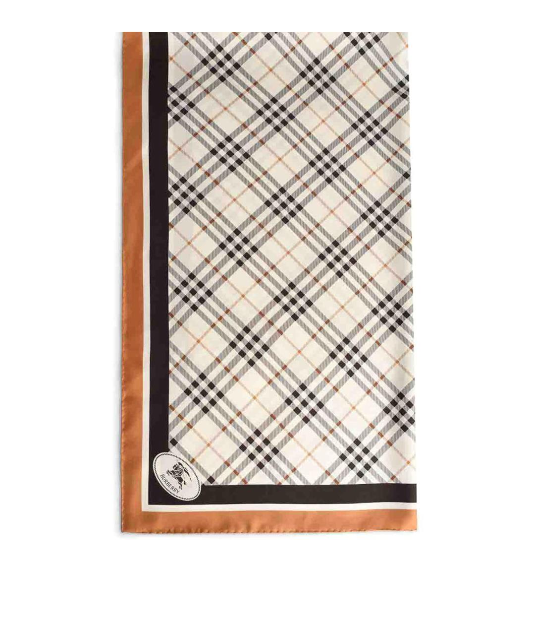 BURBERRY Белый шелковый шарф, фото 1