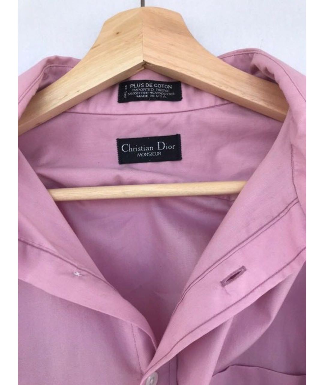 CHRISTIAN DIOR VINTAGE Розовая хлопко-полиэстеровая кэжуал рубашка, фото 3