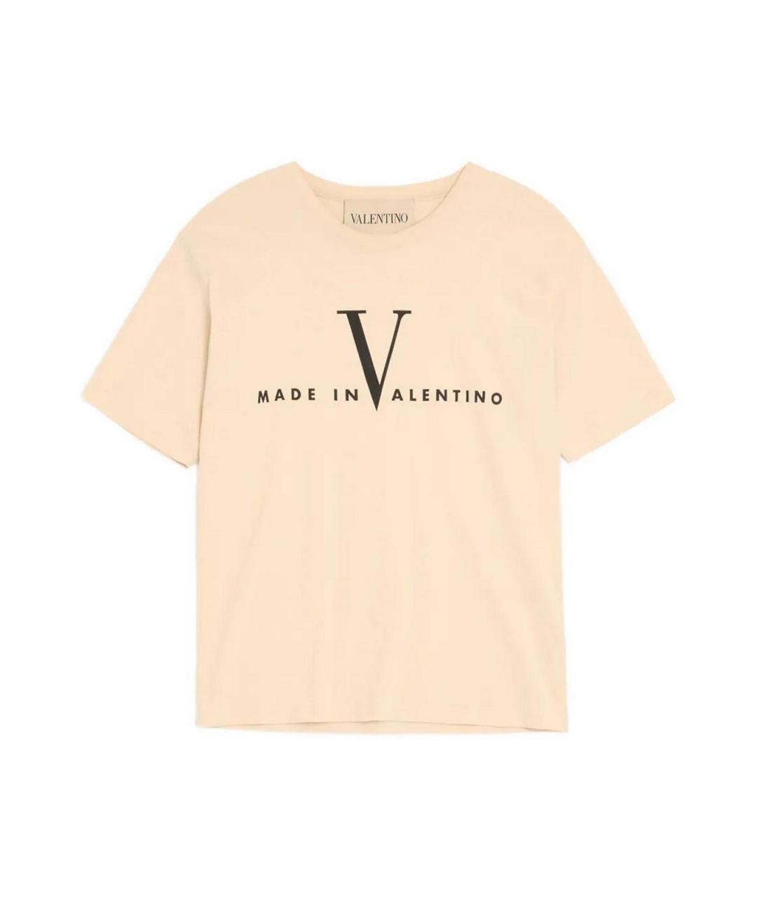 VALENTINO Бежевая хлопковая футболка, фото 1