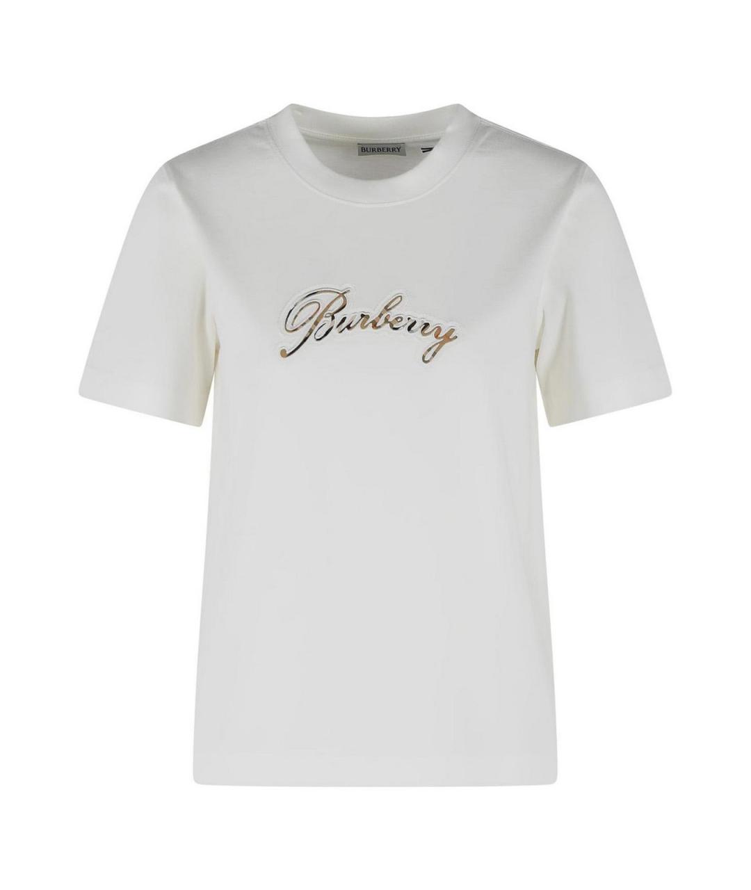 BURBERRY Белая хлопковая футболка, фото 1