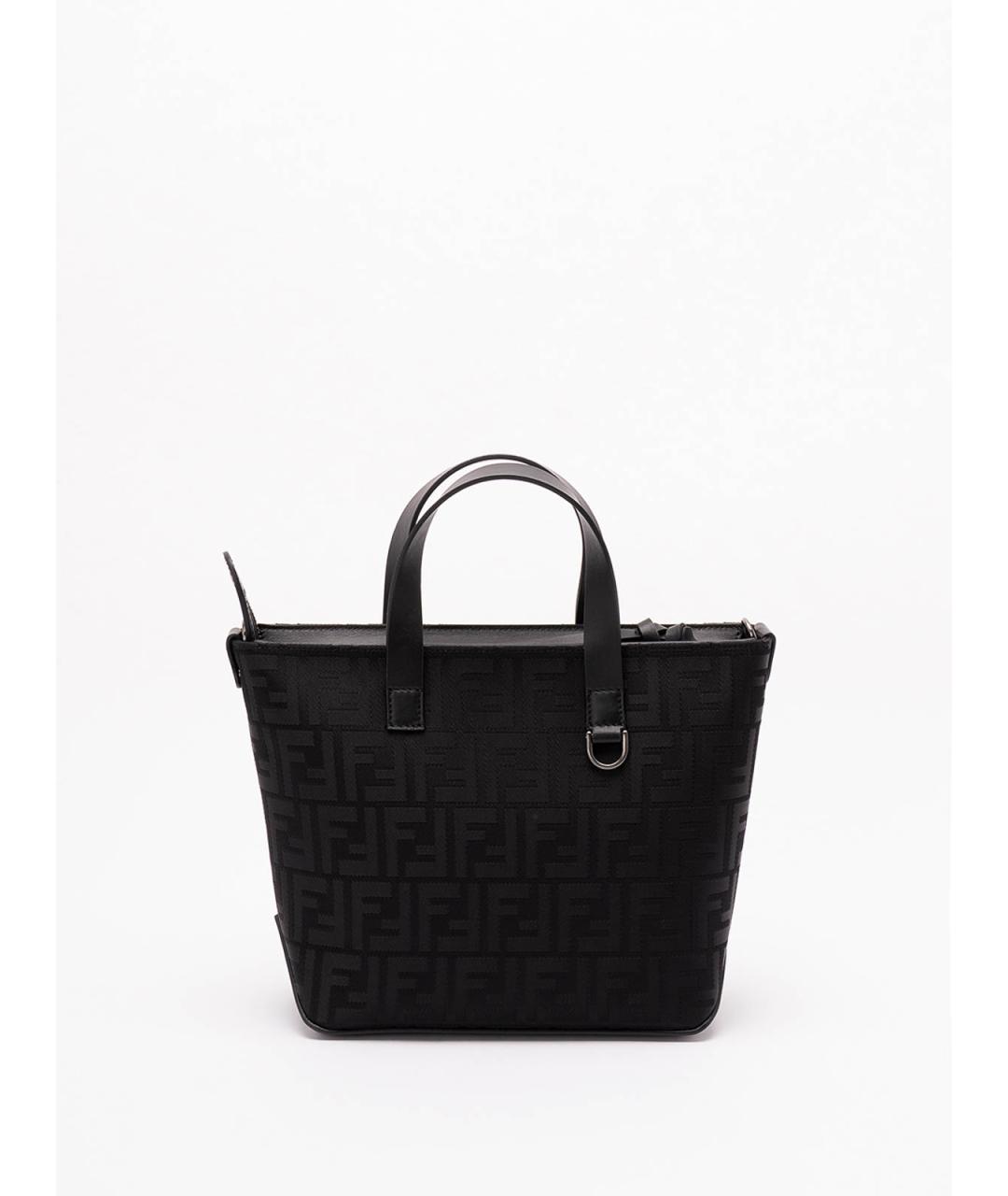 FENDI Черная тканевая сумка тоут, фото 2