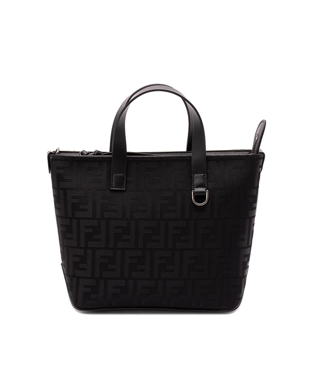 FENDI Черная тканевая сумка тоут, фото 1
