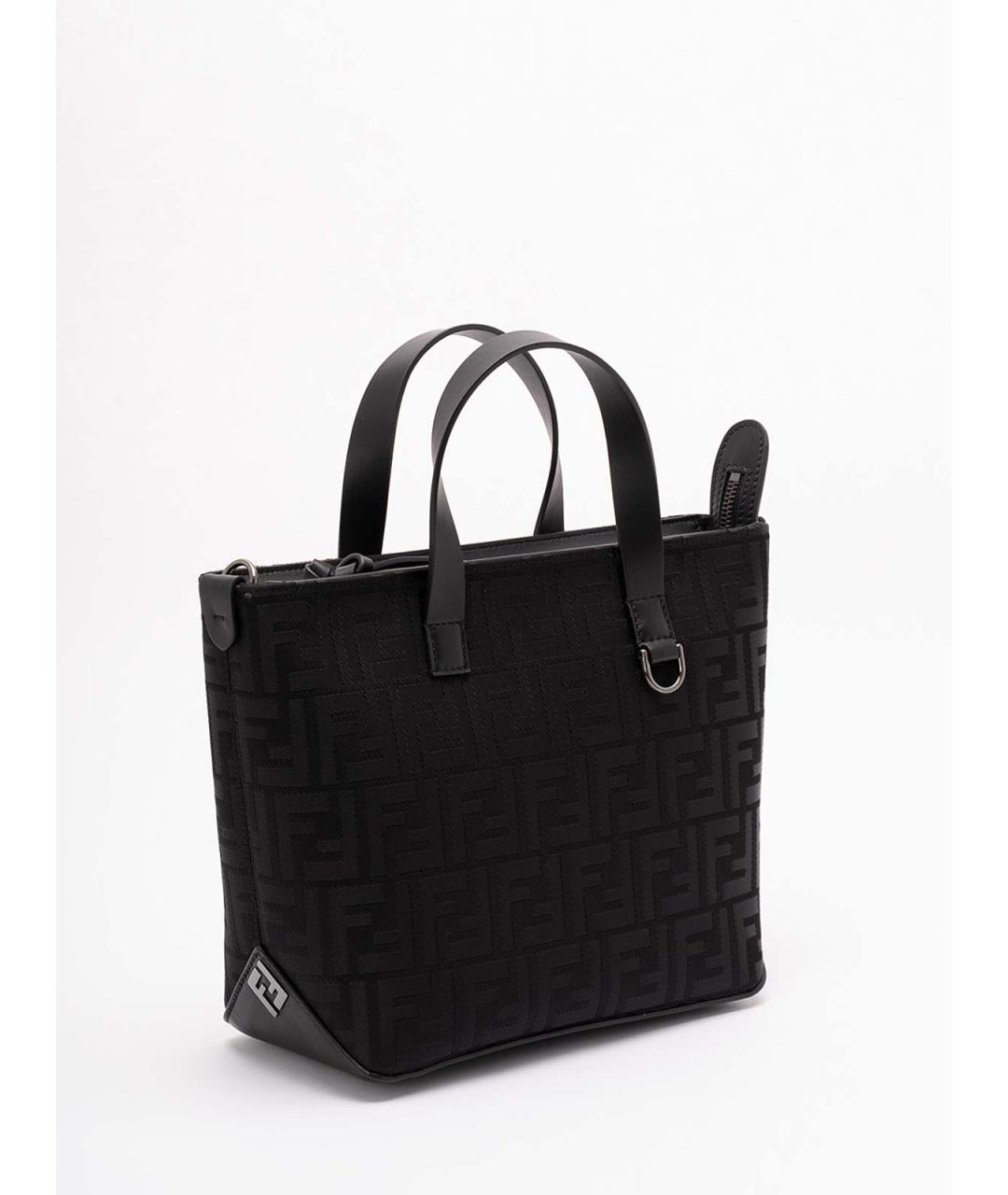 FENDI Черная тканевая сумка тоут, фото 3