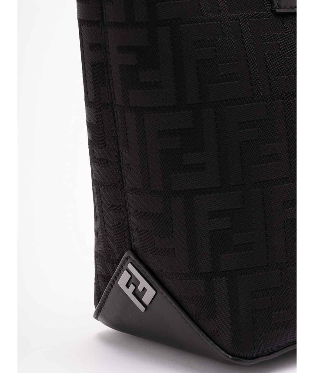 FENDI Черная тканевая сумка тоут, фото 4
