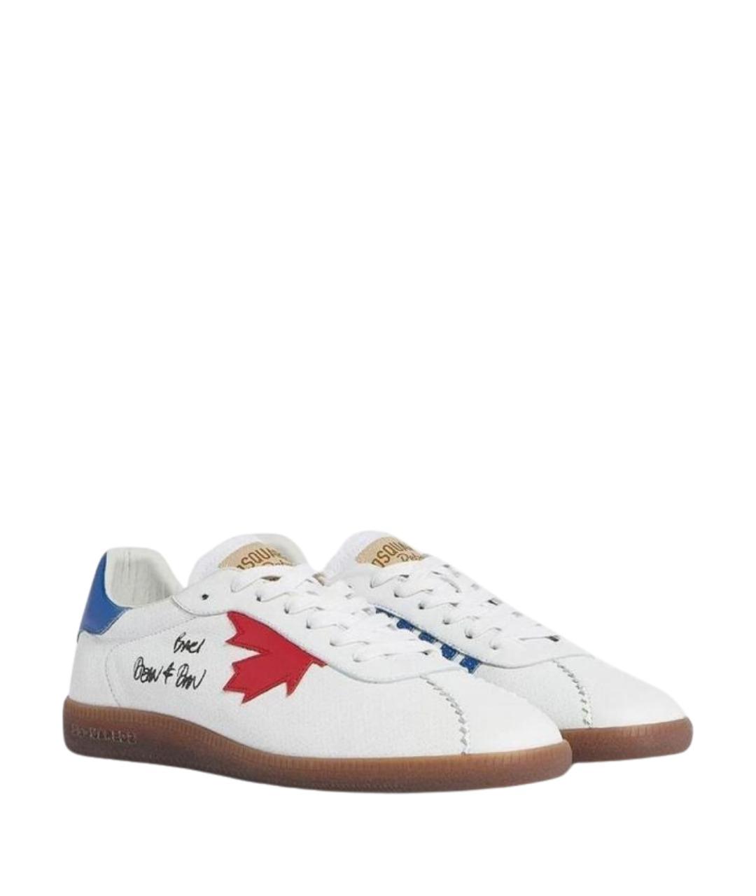 DSQUARED2 Белые кожаные низкие кроссовки / кеды, фото 2