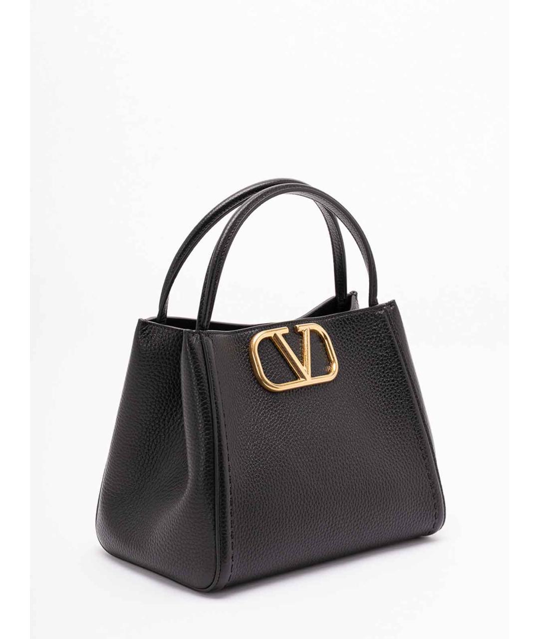 VALENTINO Черная кожаная сумка тоут, фото 3