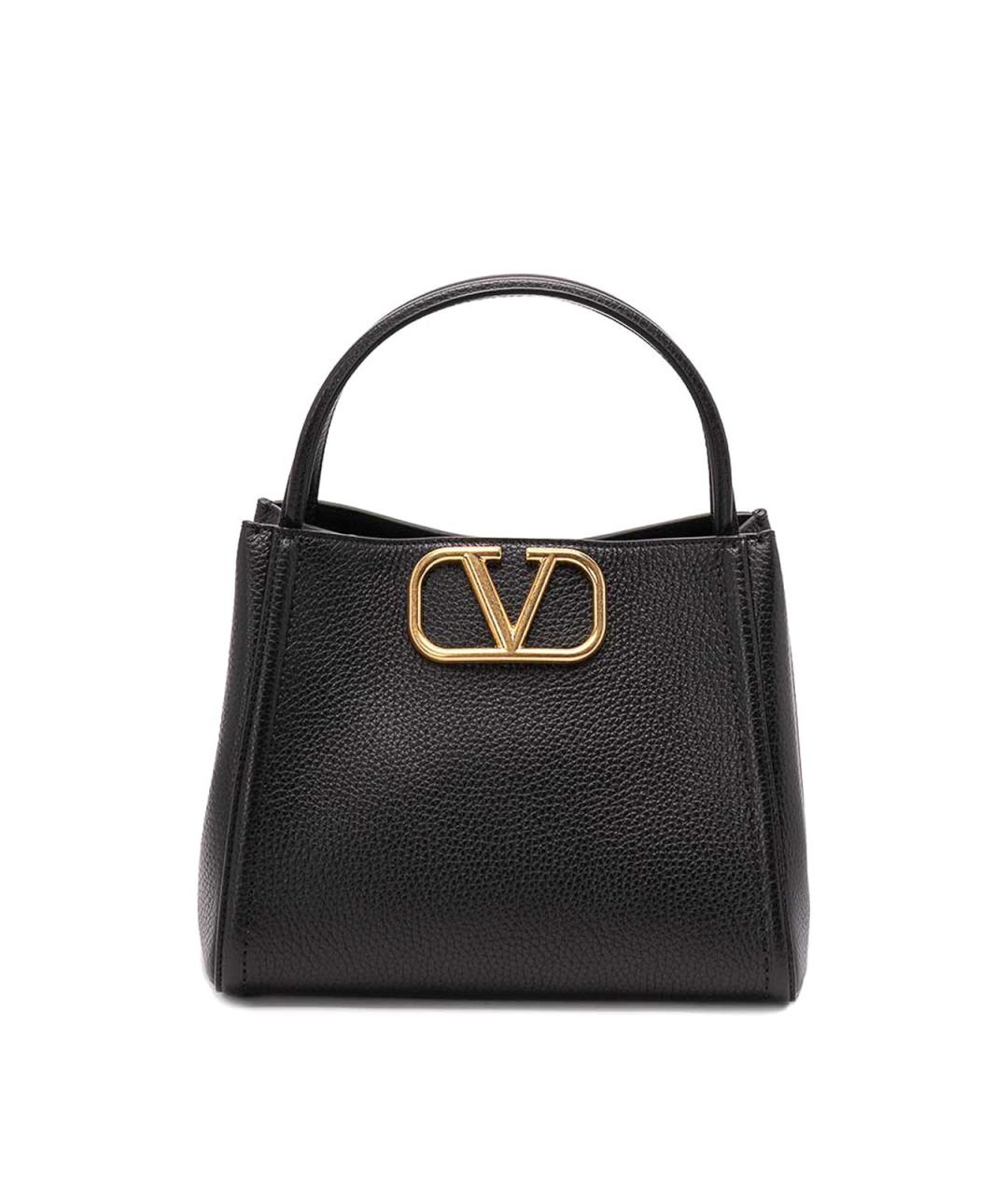 VALENTINO Черная кожаная сумка тоут, фото 1