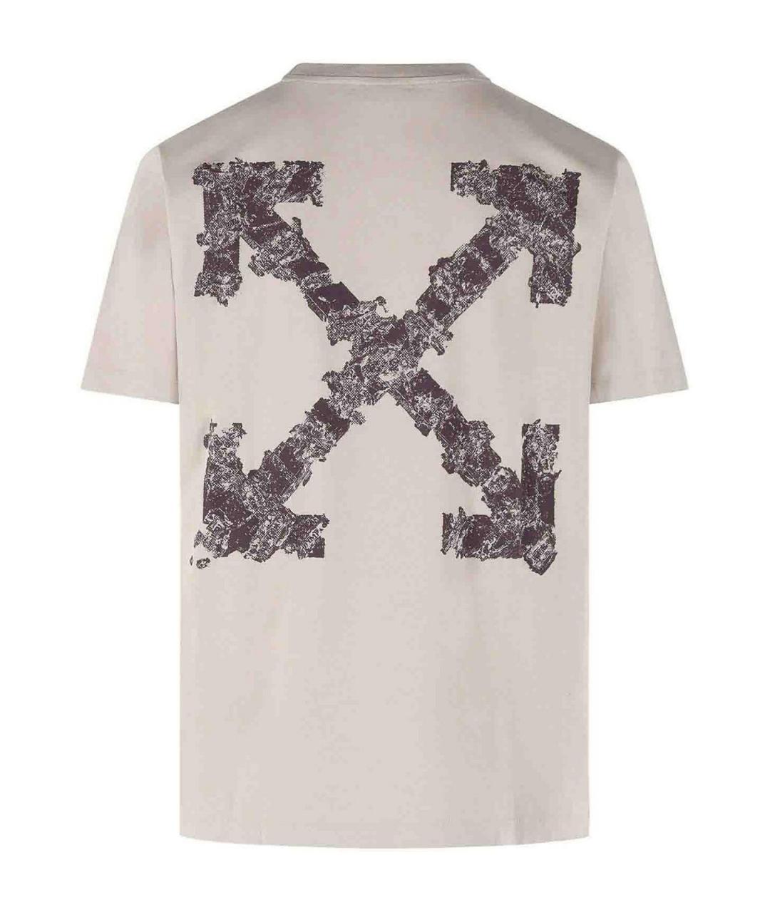 OFF-WHITE Серая хлопковая футболка, фото 2