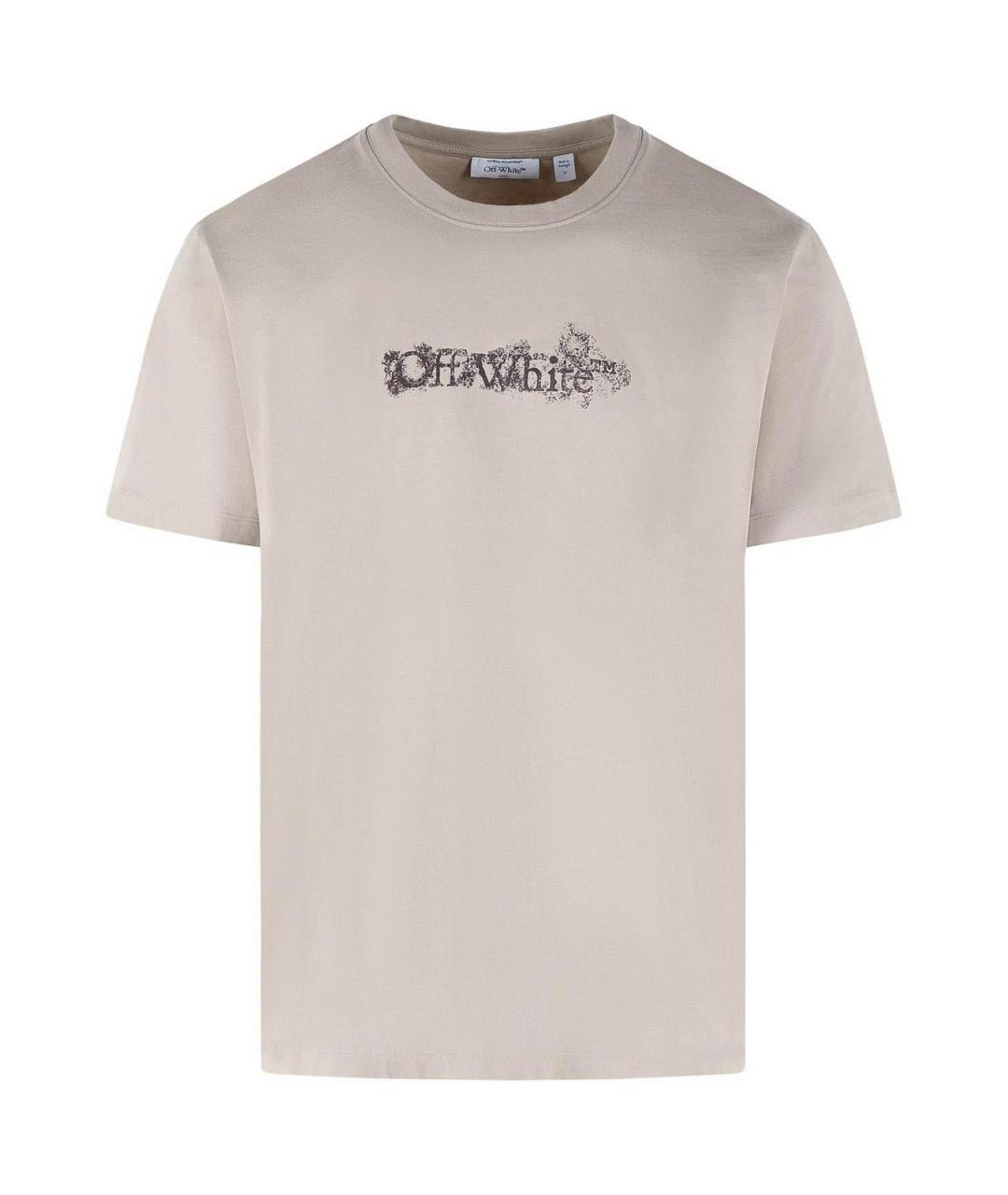 OFF-WHITE Серая хлопковая футболка, фото 1