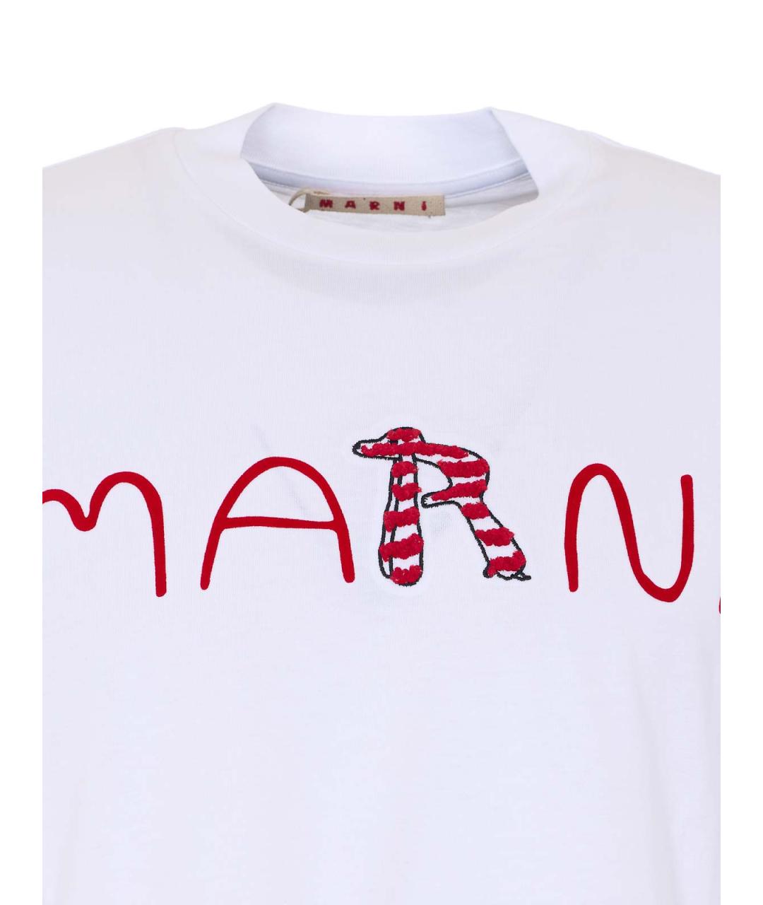 MARNI Белая хлопковая футболка, фото 4