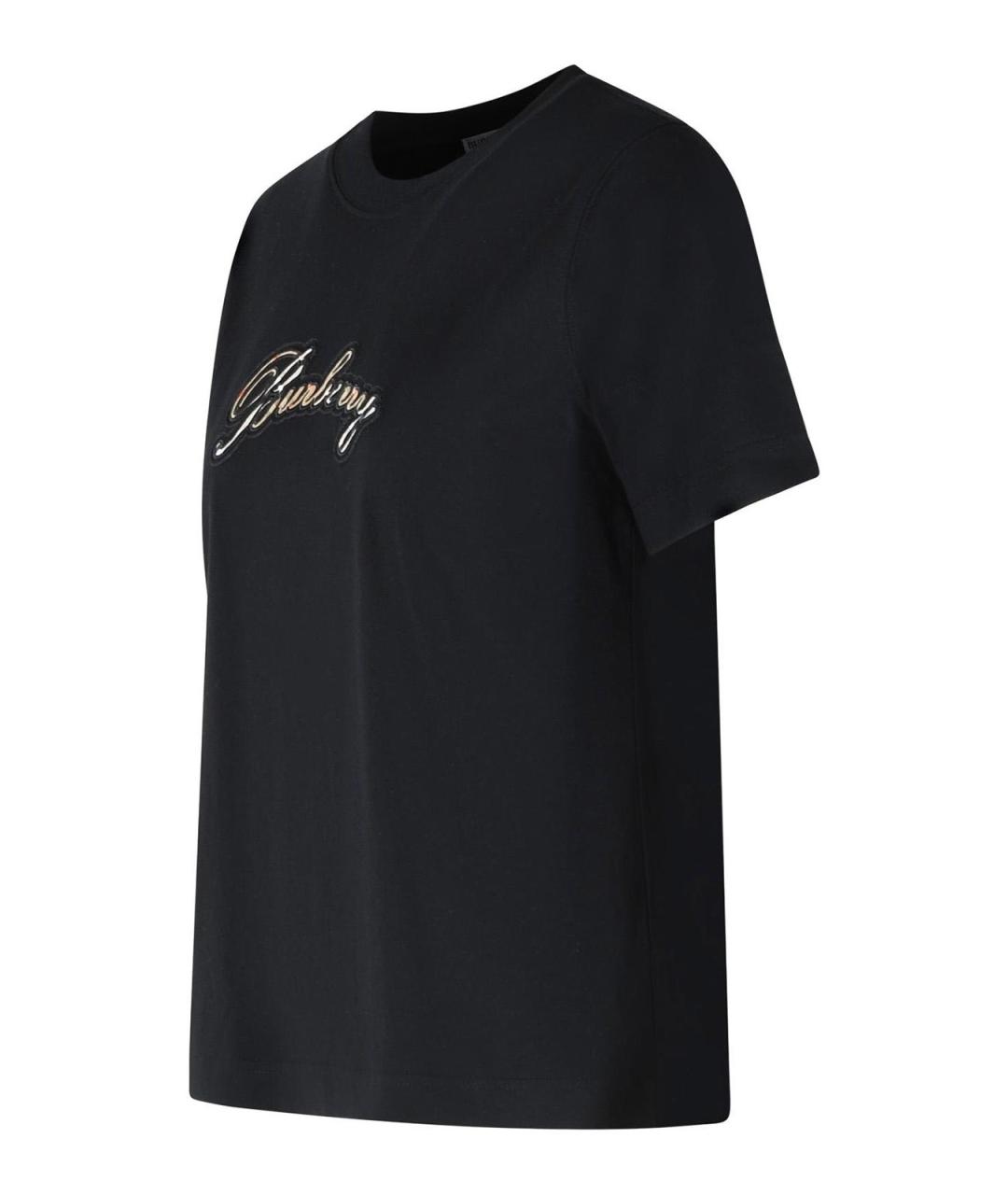 BURBERRY Черная хлопковая футболка, фото 3