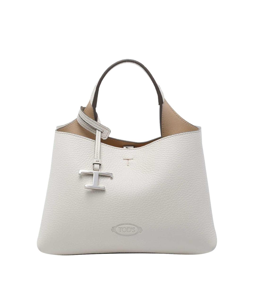 TOD'S Белая кожаная сумка тоут, фото 1