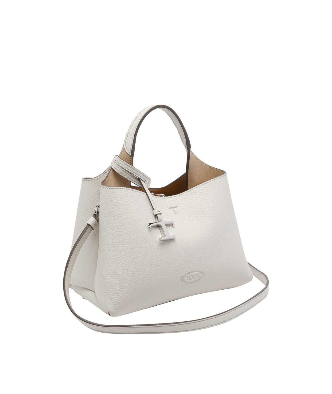 TOD'S Белая кожаная сумка тоут, фото 2