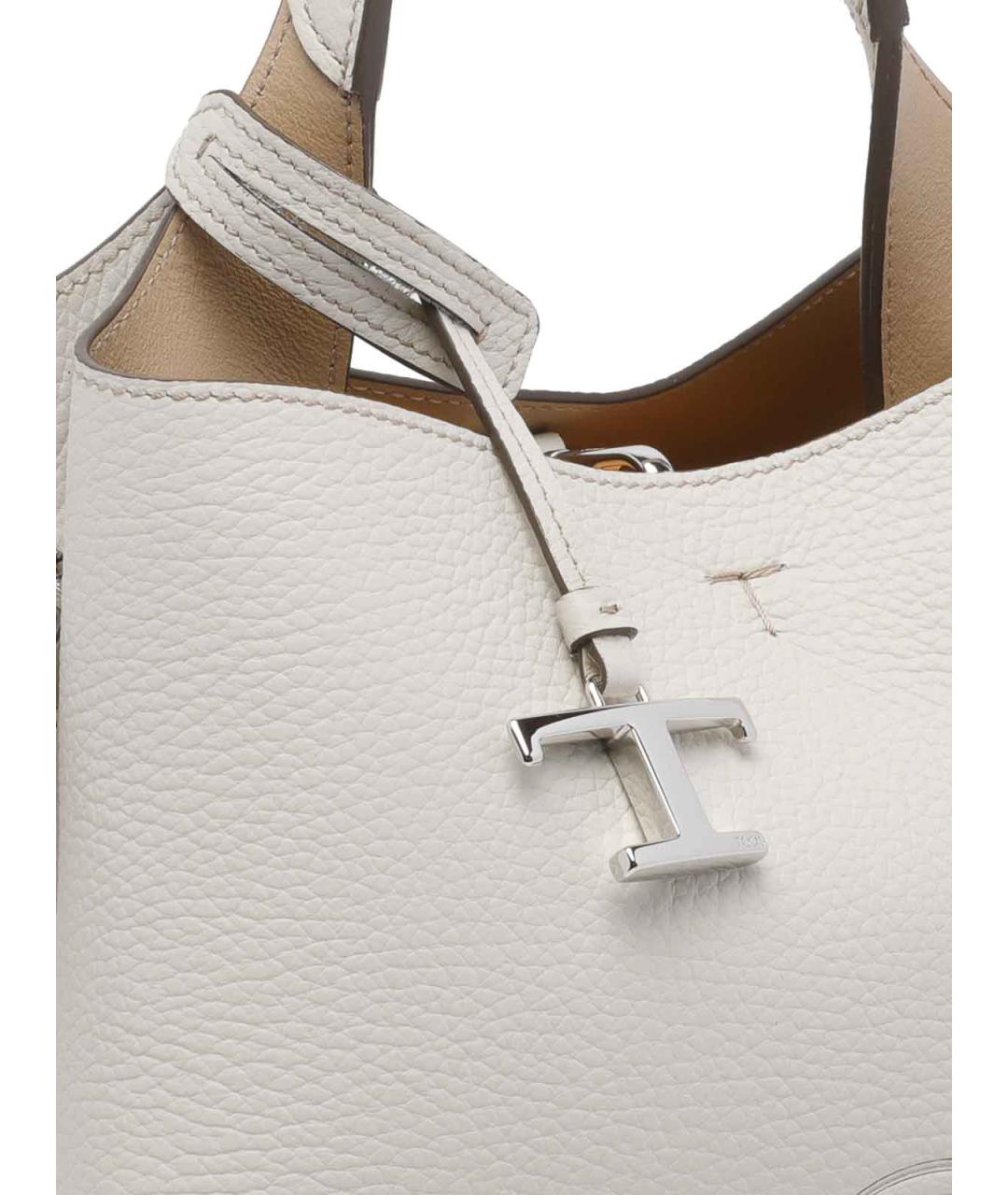 TOD'S Белая кожаная сумка тоут, фото 4
