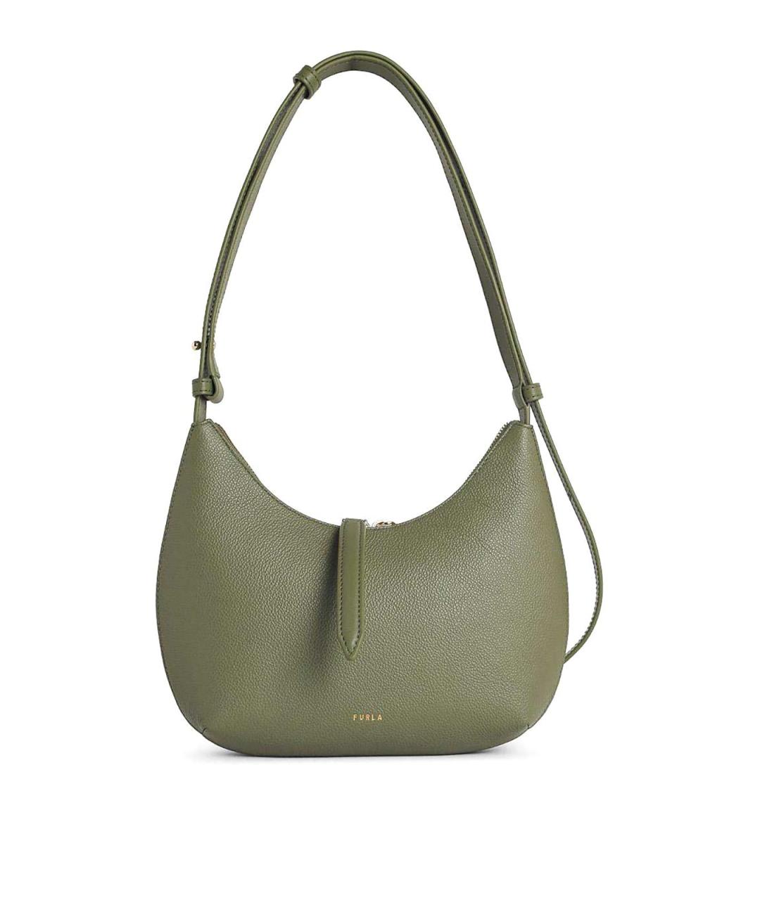 FURLA Зеленая кожаная сумка через плечо, фото 1