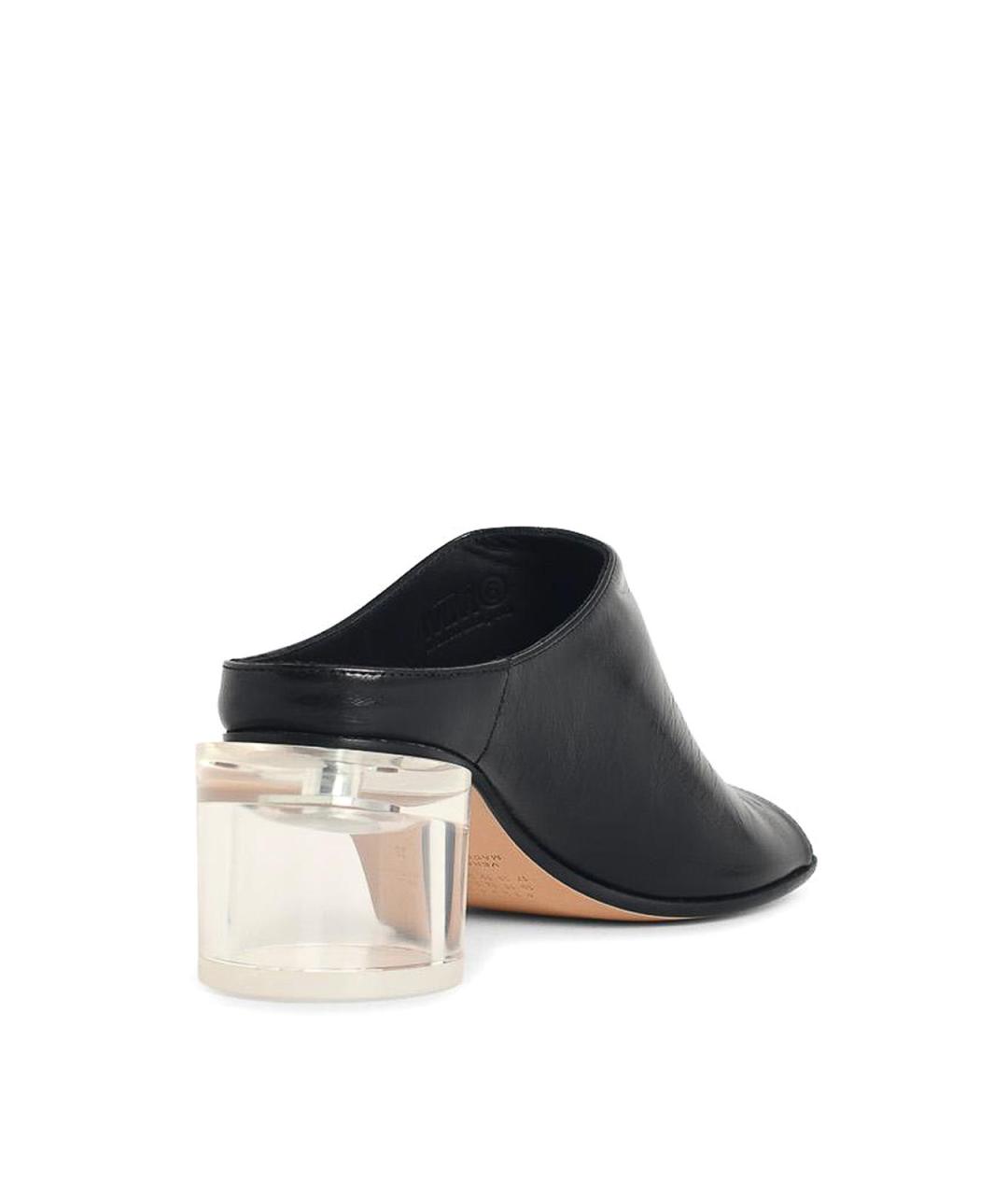 MM6 MAISON MARGIELA Черные кожаные мюли, фото 3