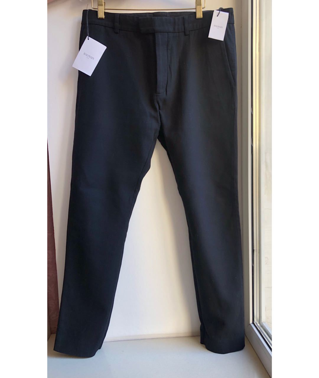 BALMAIN Черные хлопковые классические брюки, фото 5