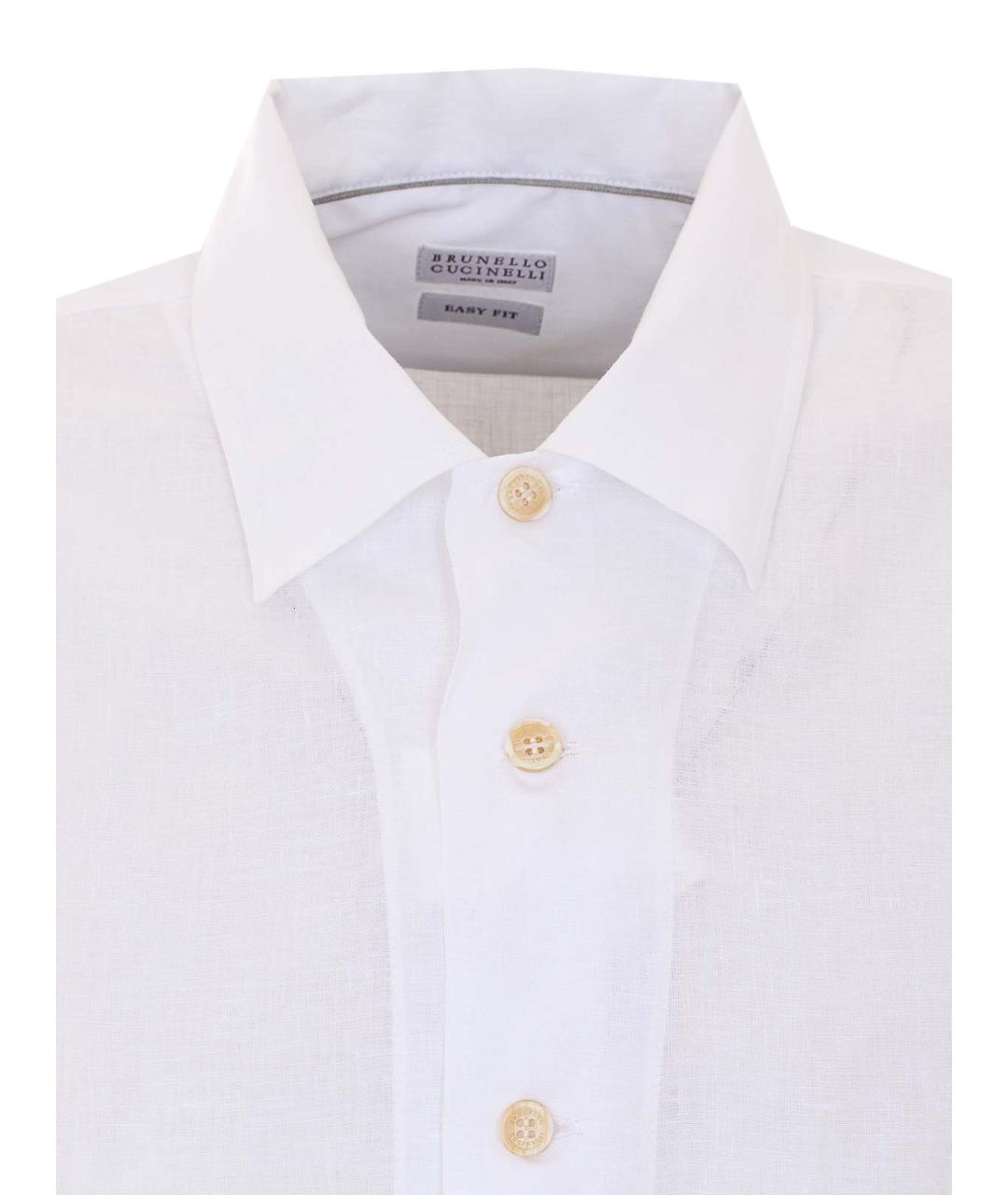 BRUNELLO CUCINELLI Белая льняная классическая рубашка, фото 4