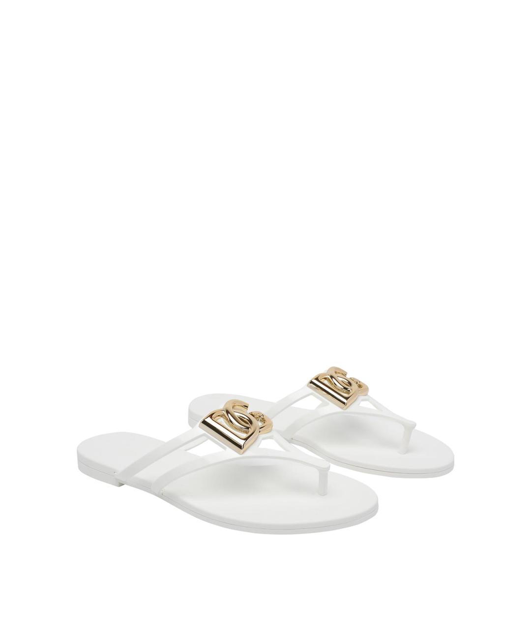 DOLCE&GABBANA Белые резиновые шлепанцы, фото 2