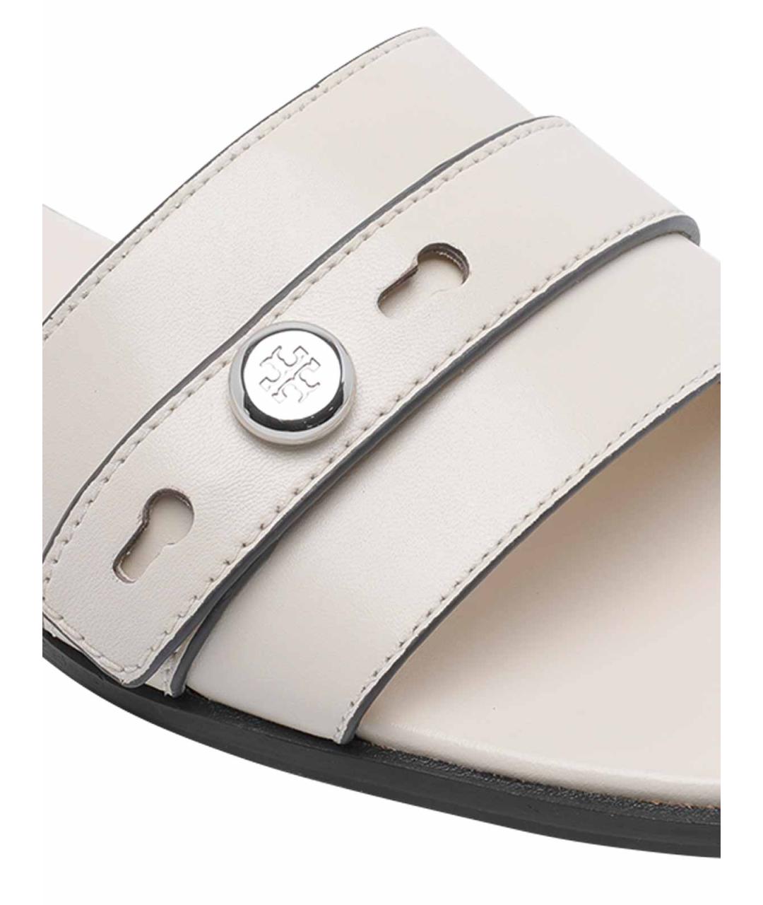 TORY BURCH Белые кожаные сандалии, фото 4