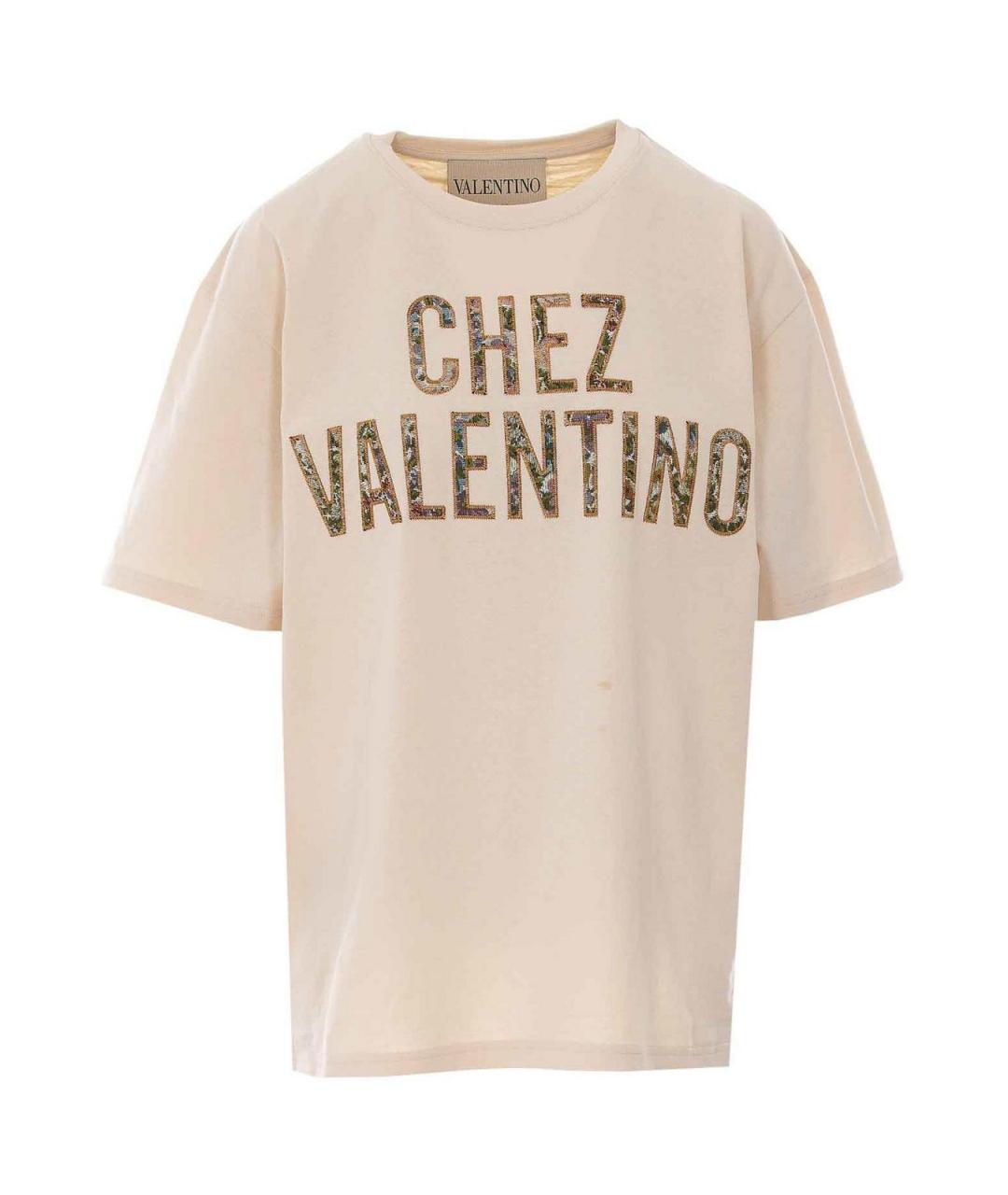 VALENTINO Бежевая хлопковая футболка, фото 1