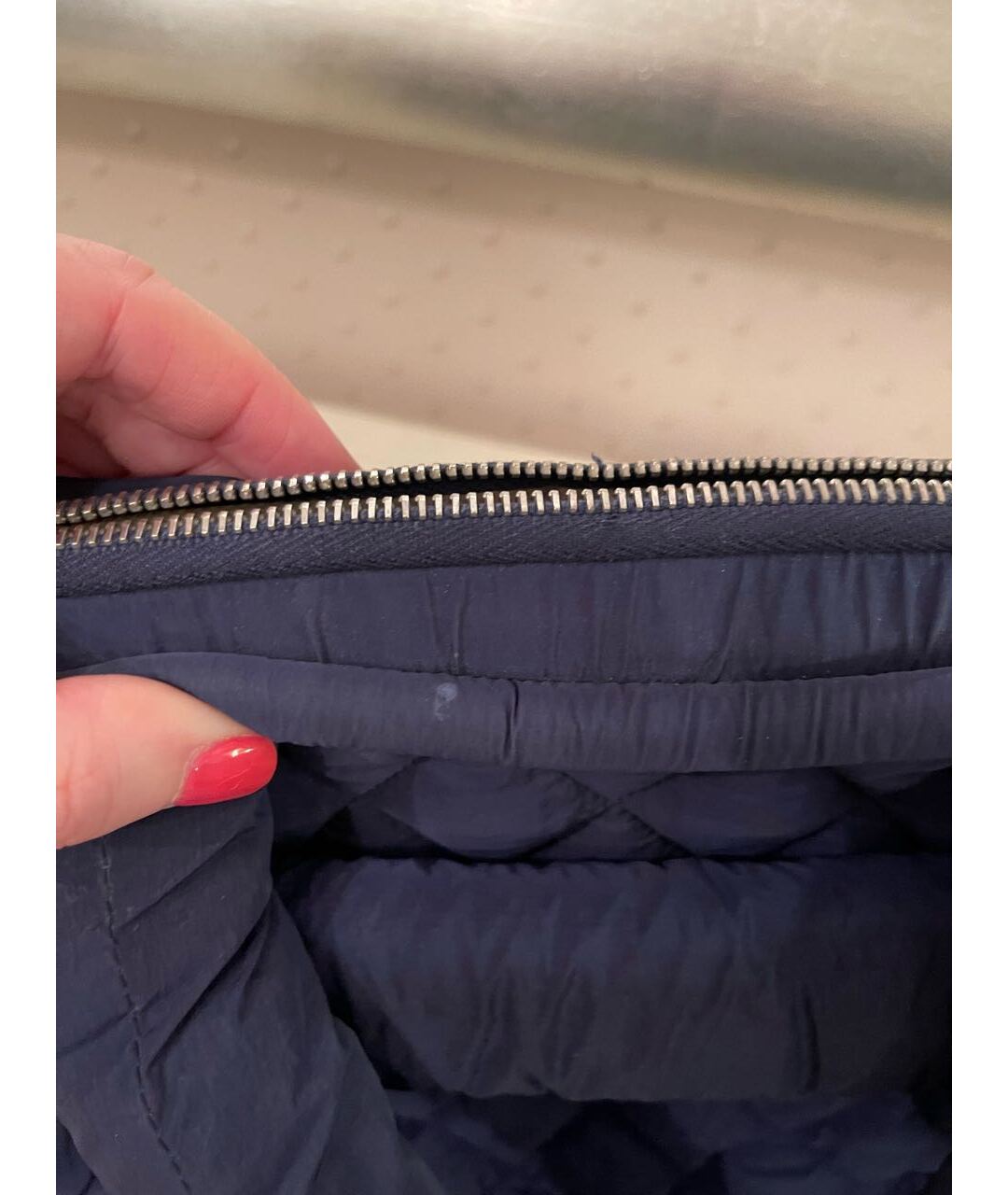 CHANEL PRE-OWNED Синяя тканевая сумка с короткими ручками, фото 8