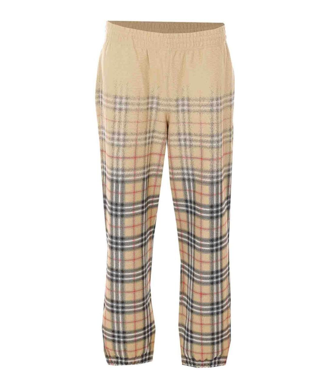 BURBERRY Бежевые хлопковые повседневные брюки, фото 1