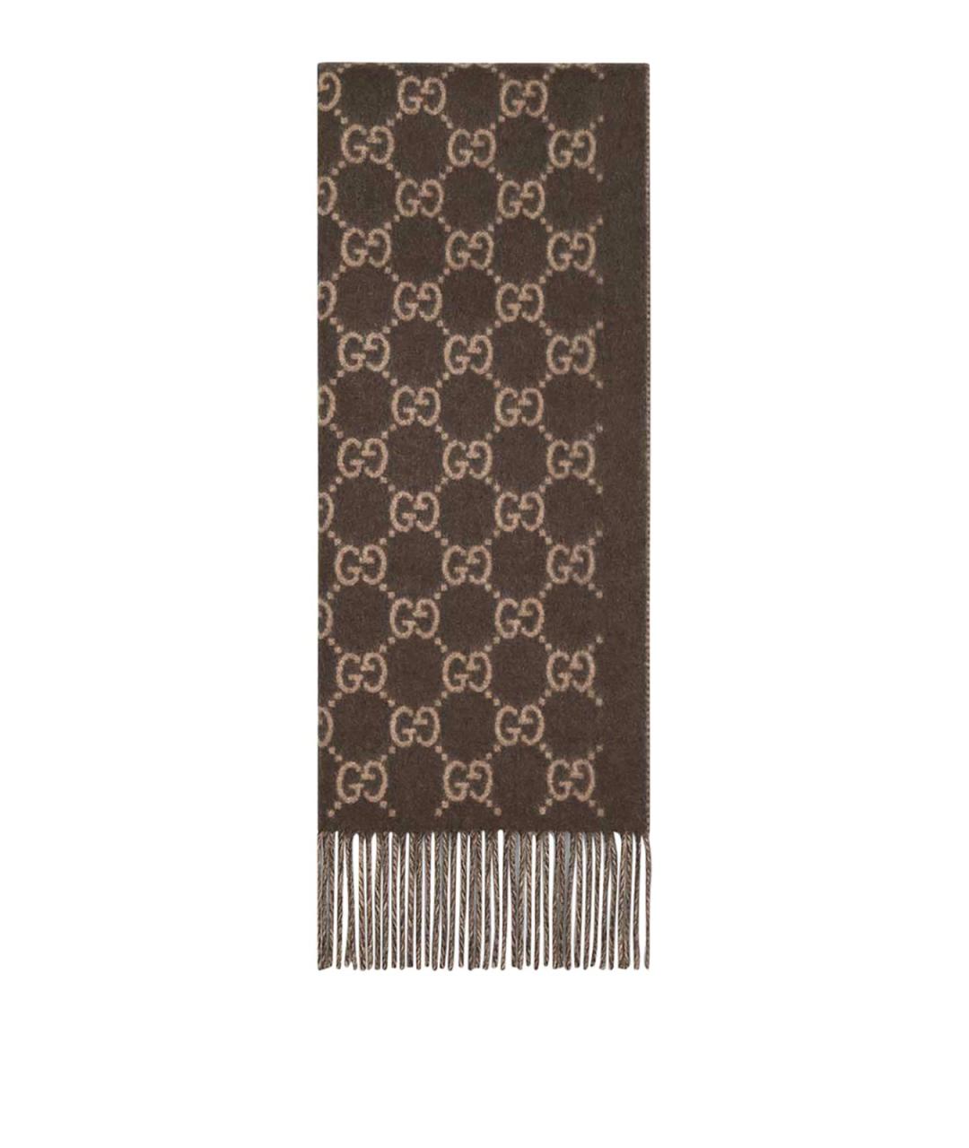 GUCCI Коричневый кашемировый шарф, фото 1