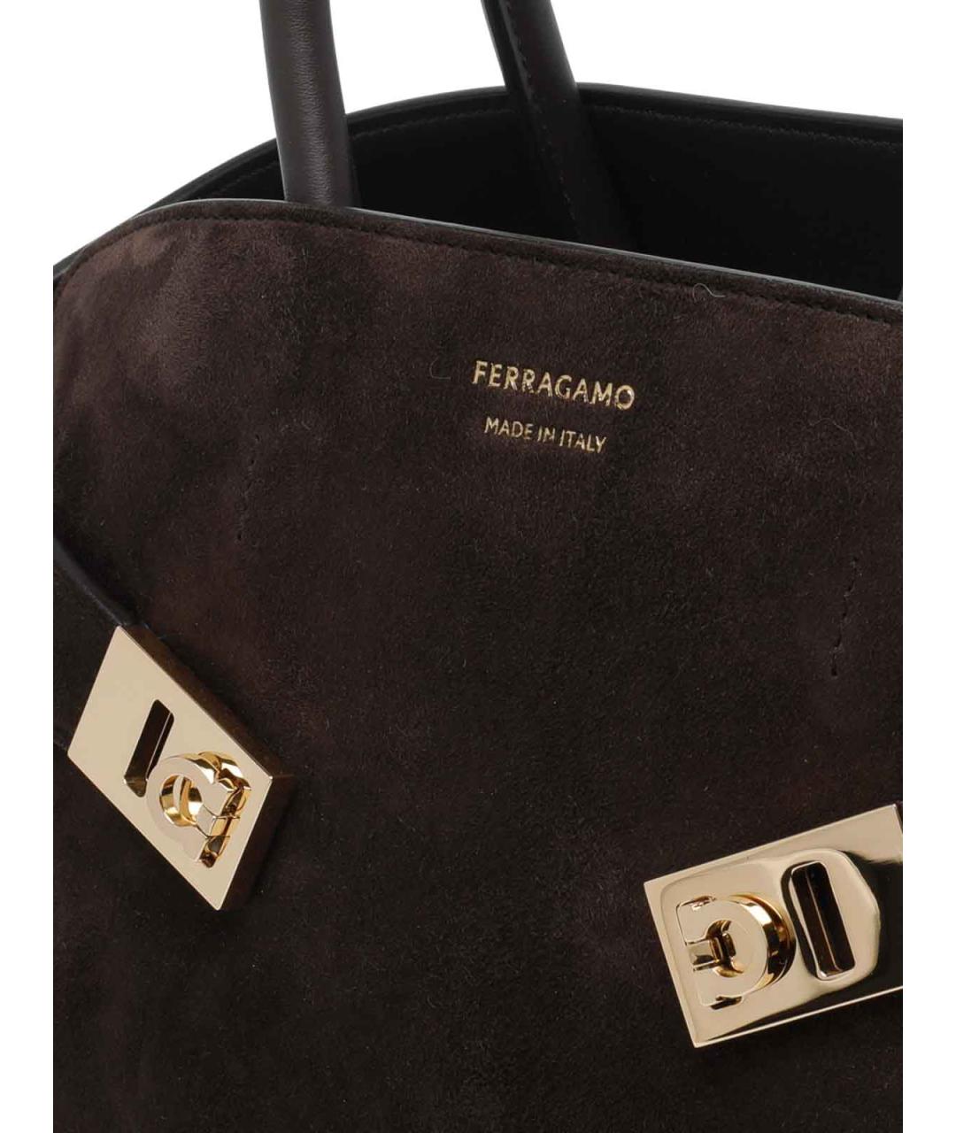 FERRAGAMO Коричневая кожаная сумка тоут, фото 4