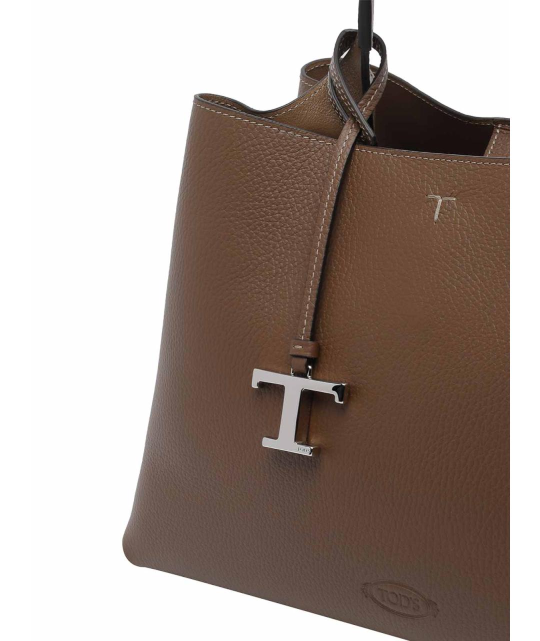 TOD'S Коричневая кожаная сумка тоут, фото 4