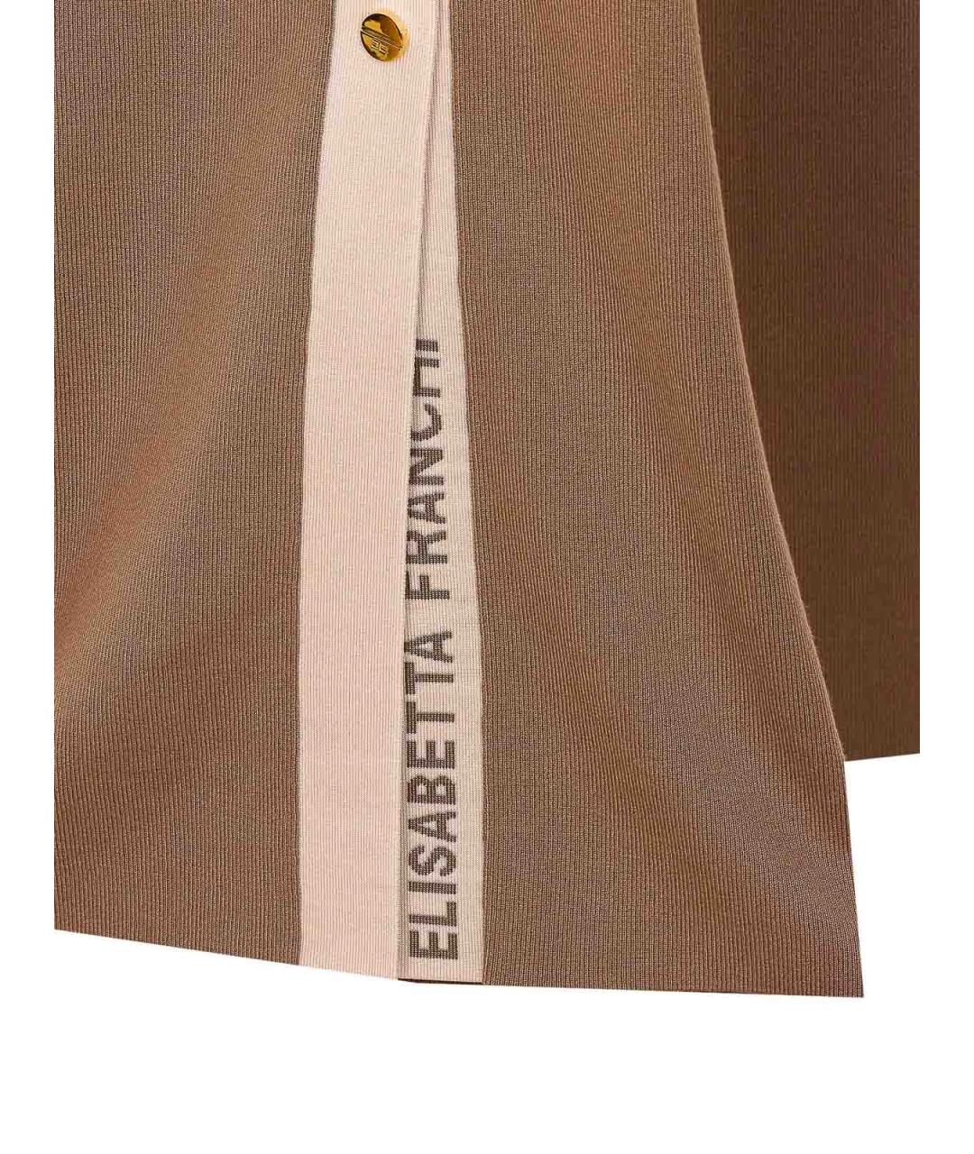 ELISABETTA FRANCHI Коричневые полиамидовые брюки широкие, фото 3