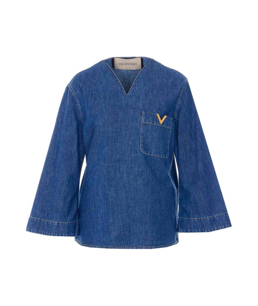 VALENTINO Синяя хлопковая блузы, фото 1