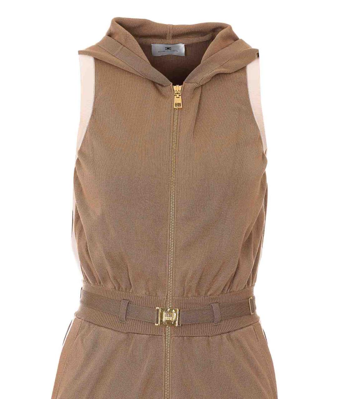 ELISABETTA FRANCHI Коричневый полиамидовый костюм с брюками, фото 4