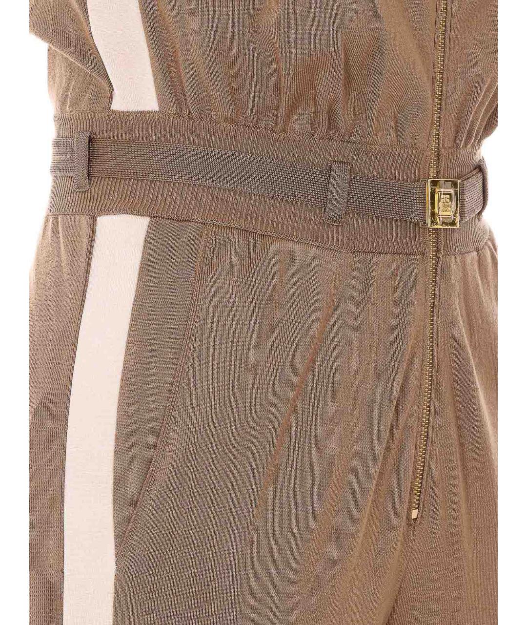 ELISABETTA FRANCHI Коричневый полиамидовый костюм с брюками, фото 3