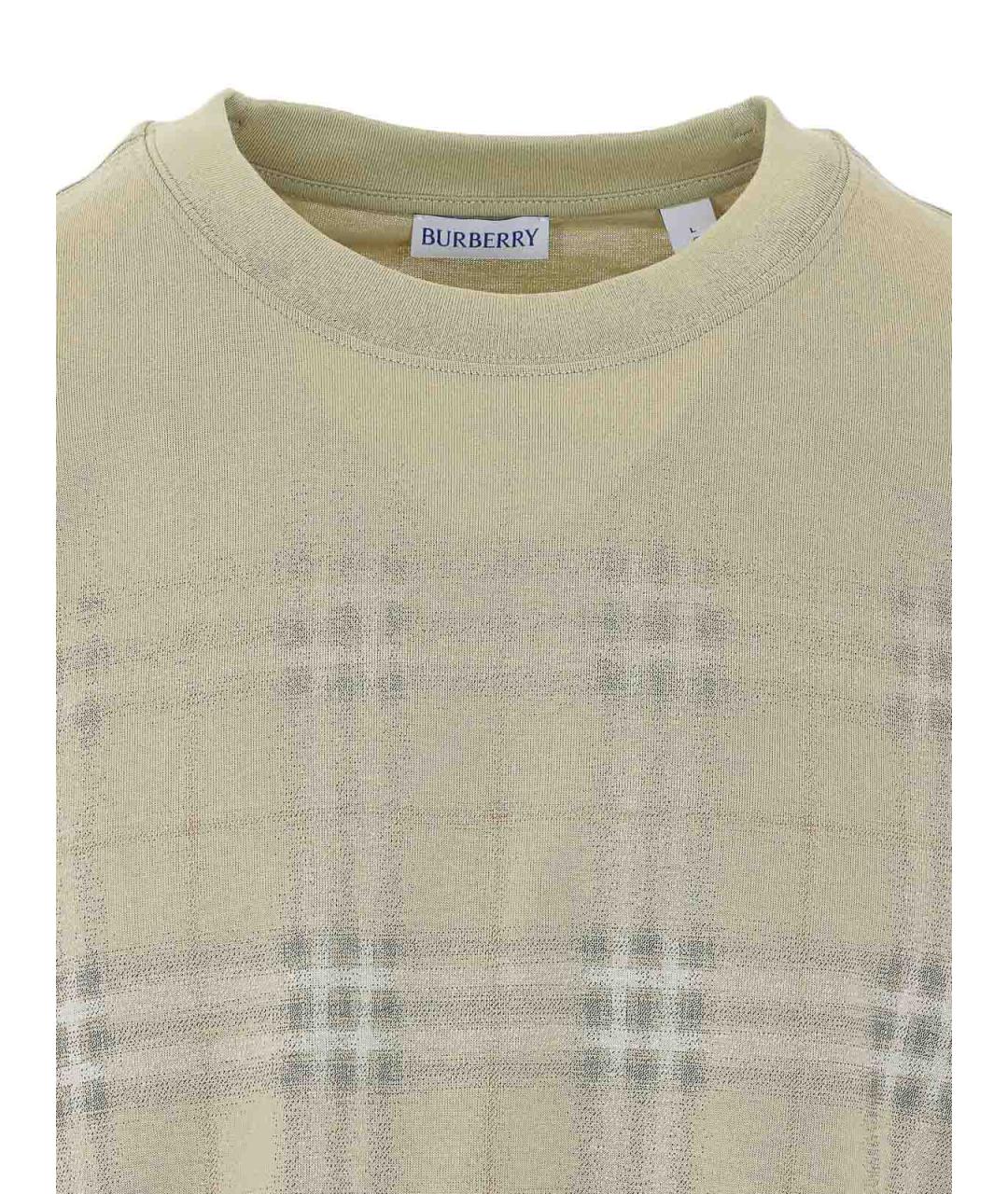 BURBERRY Зеленая хлопковая футболка, фото 4