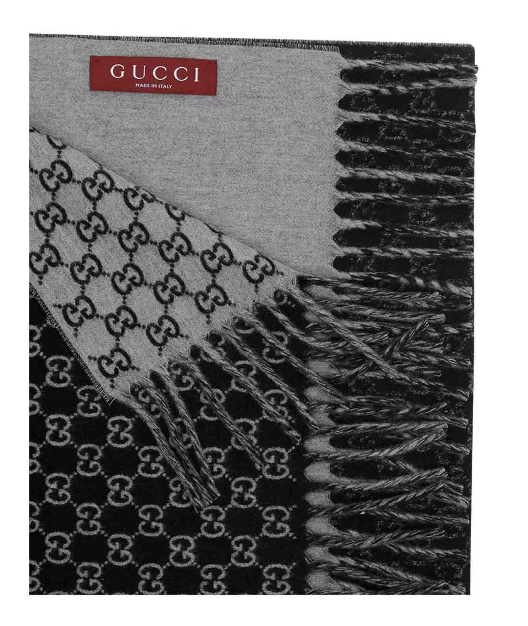 GUCCI Серый шерстяной шарф, фото 2