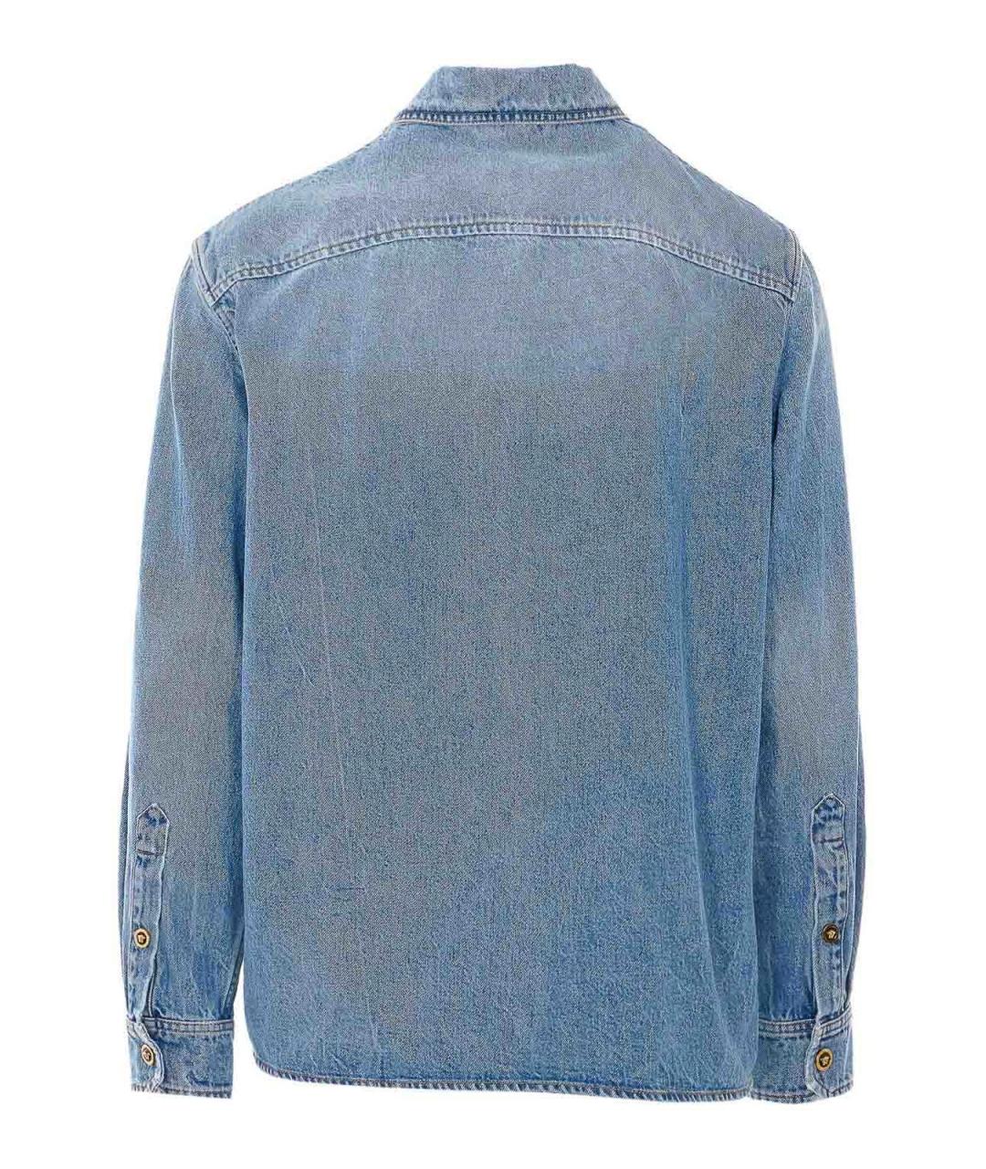 VERSACE Синяя хлопковая классическая рубашка, фото 2