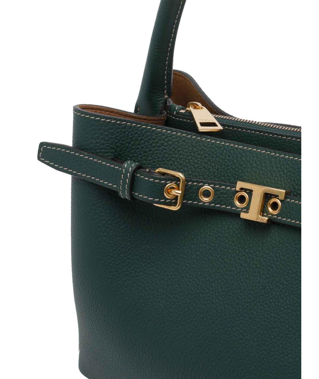 TOD'S Зеленая кожаная сумка тоут, фото 4