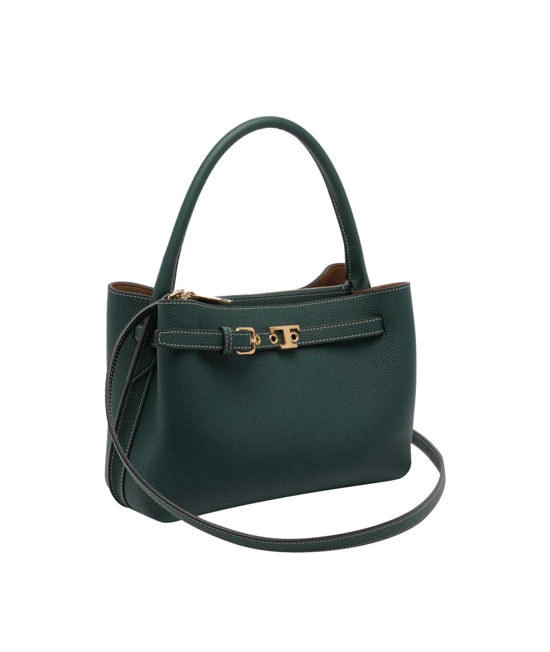 TOD'S Зеленая кожаная сумка тоут, фото 2