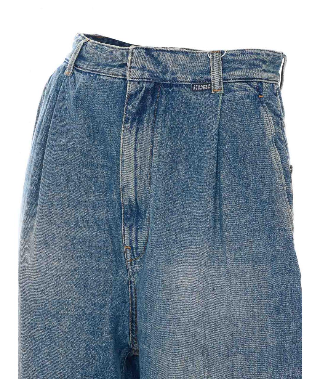 MM6 MAISON MARGIELA Синие хлопковые прямые джинсы, фото 3