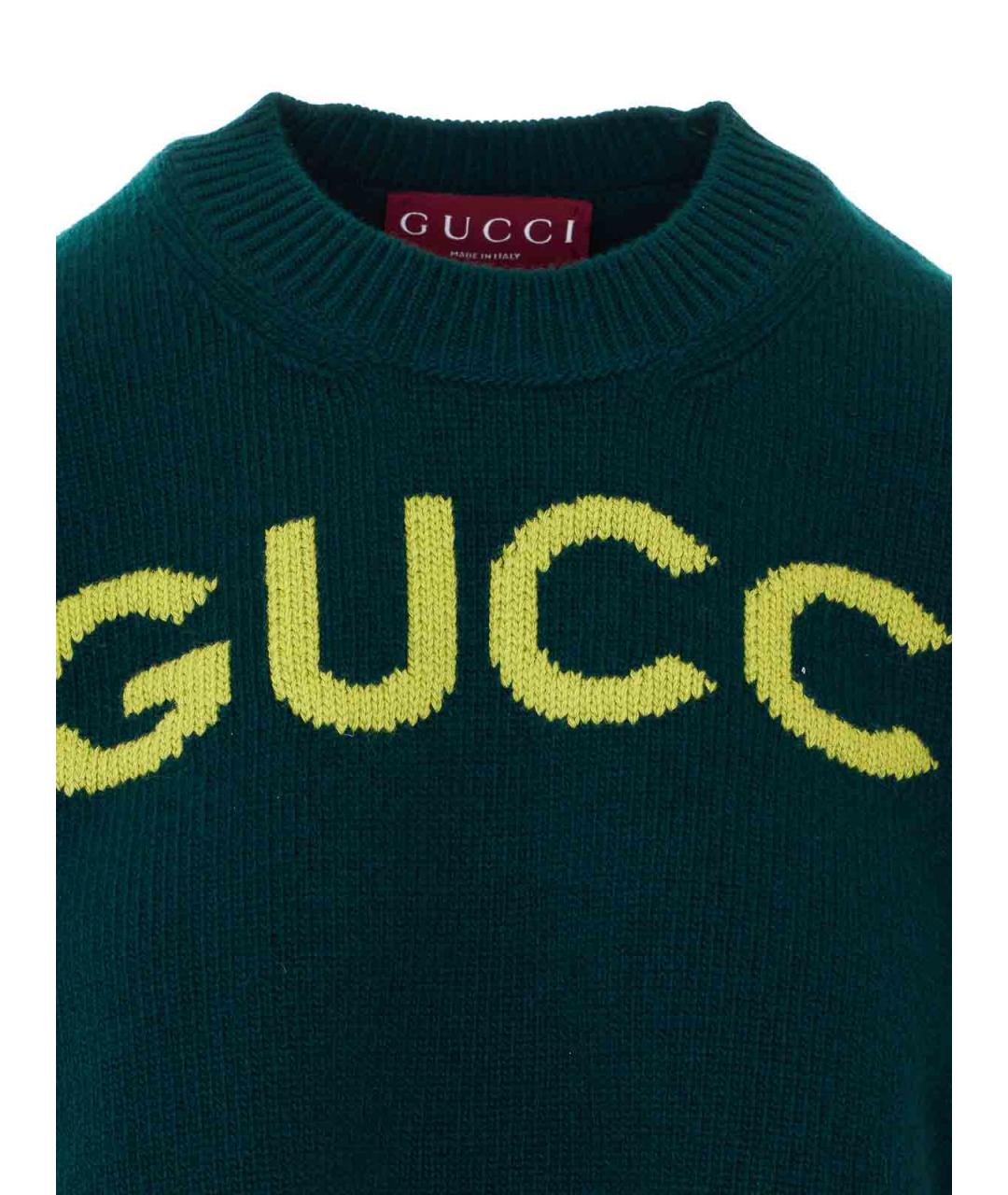 GUCCI Зеленый шерстяной джемпер / свитер, фото 4