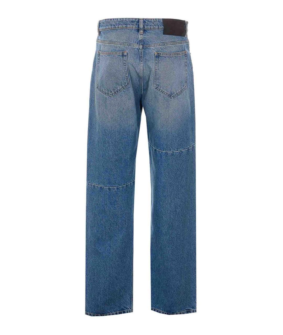MM6 MAISON MARGIELA Синие хлопко-полиэстеровые прямые джинсы, фото 2