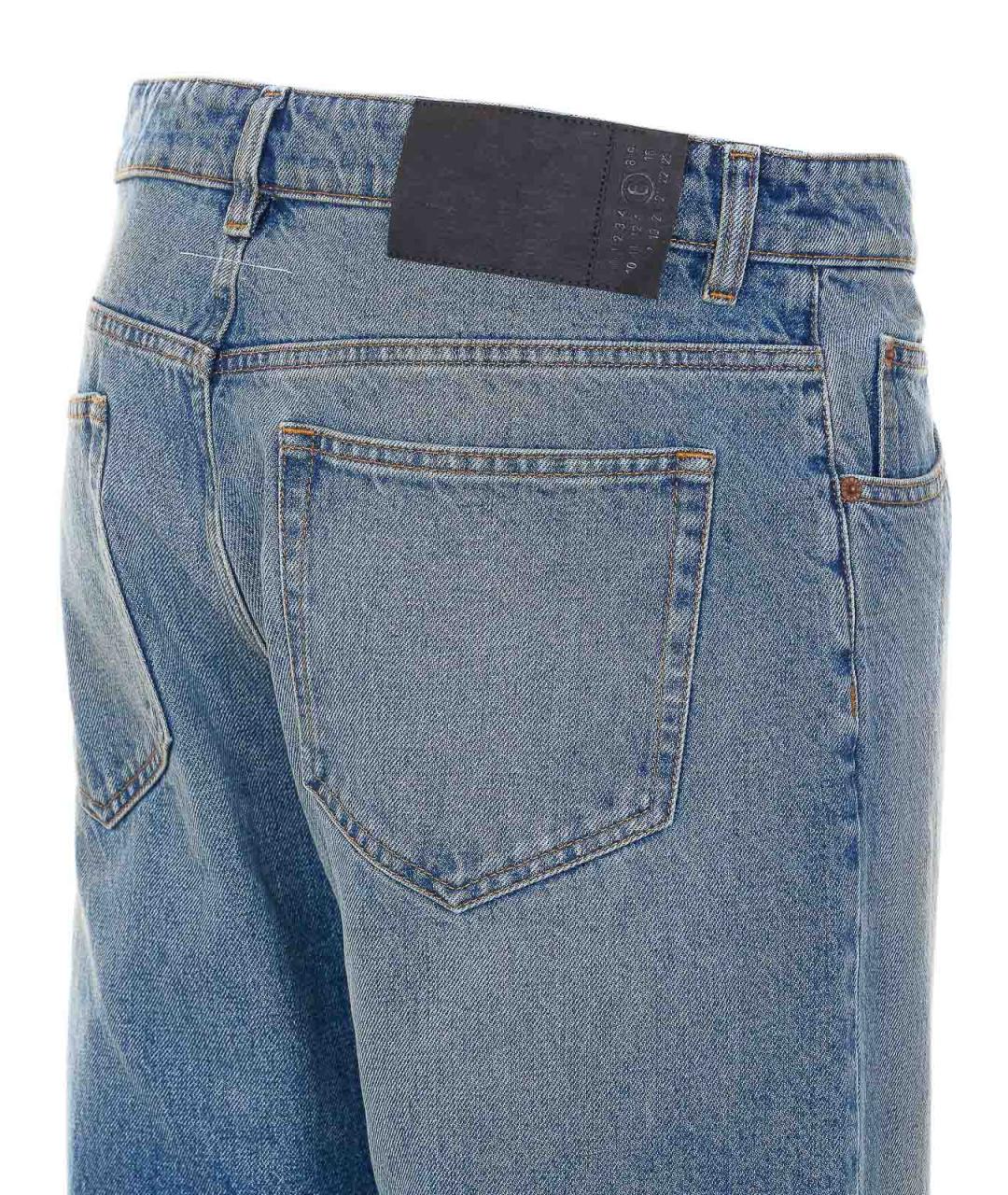 MM6 MAISON MARGIELA Синие хлопко-полиэстеровые прямые джинсы, фото 3