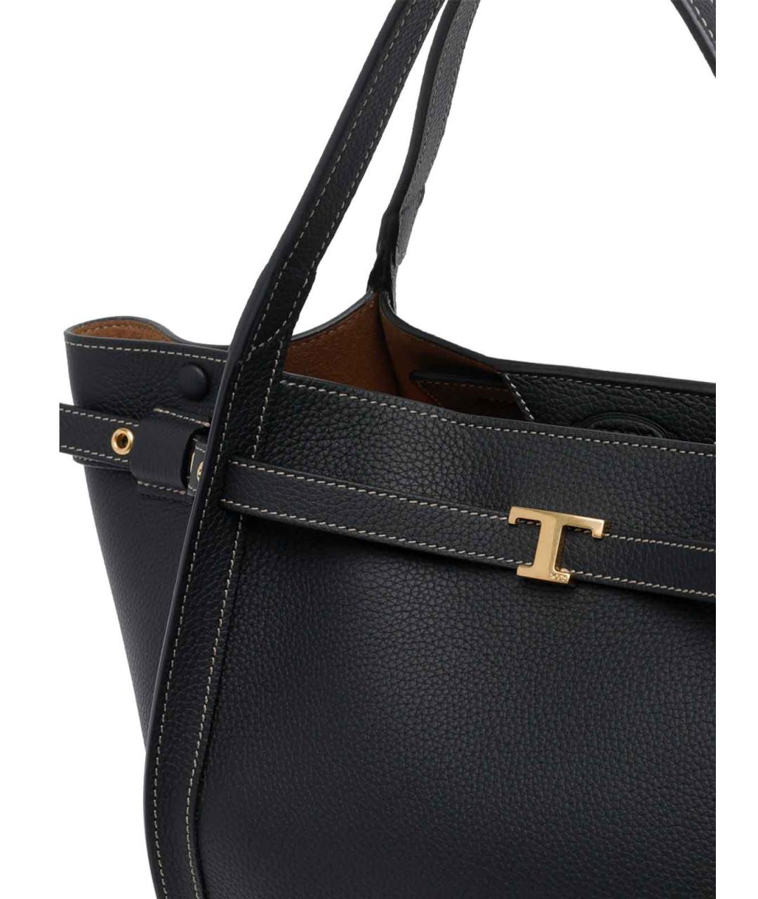TOD'S Черная кожаная сумка тоут, фото 4