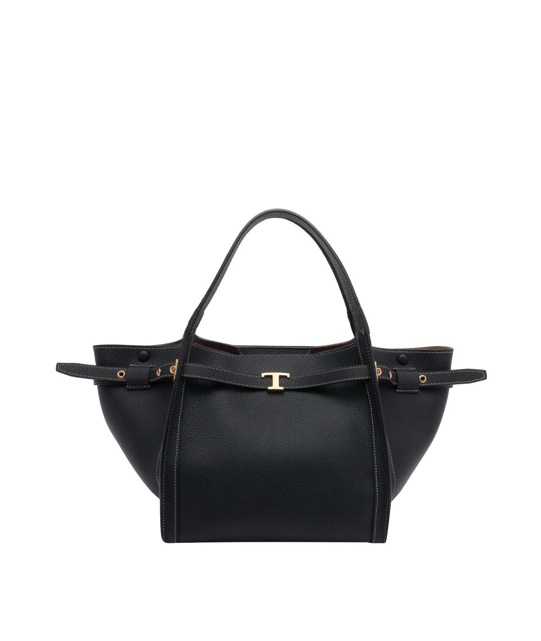 TOD'S Черная кожаная сумка тоут, фото 1