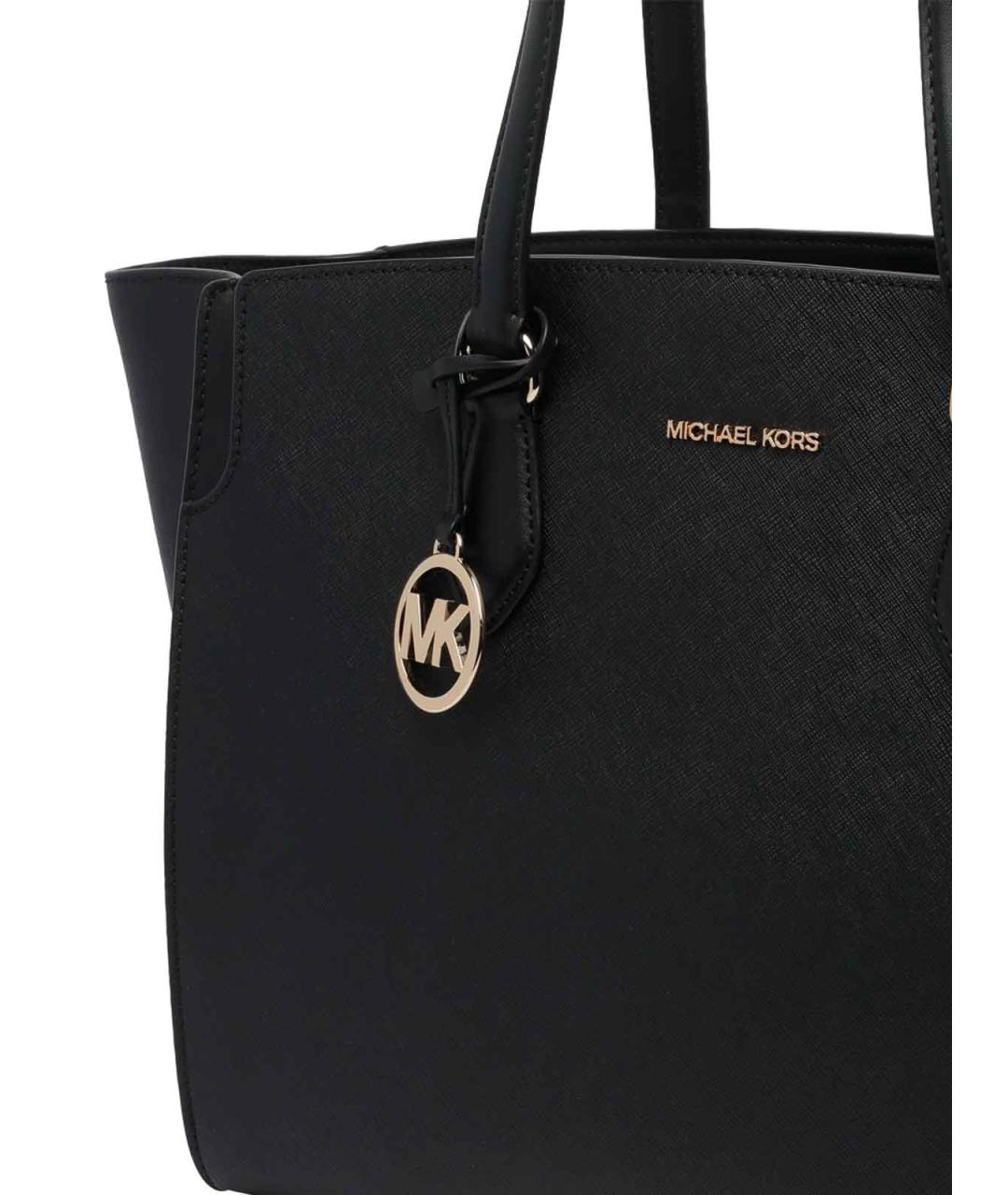 MICHAEL MICHAEL KORS Черная кожаная сумка через плечо, фото 4