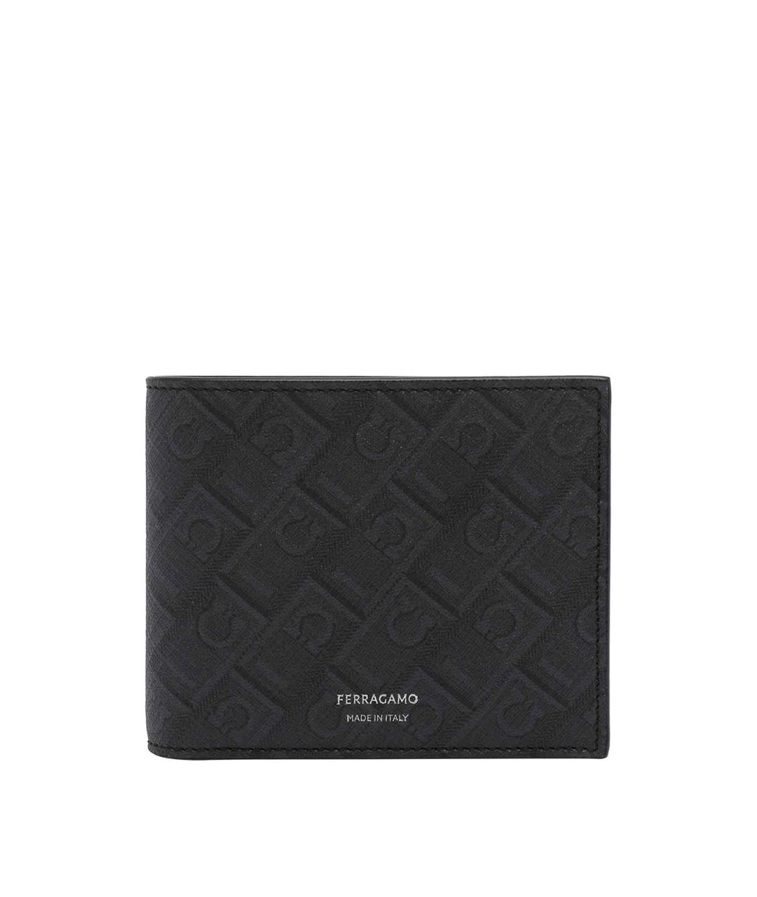 FERRAGAMO Черный кожаный кошелек, фото 1