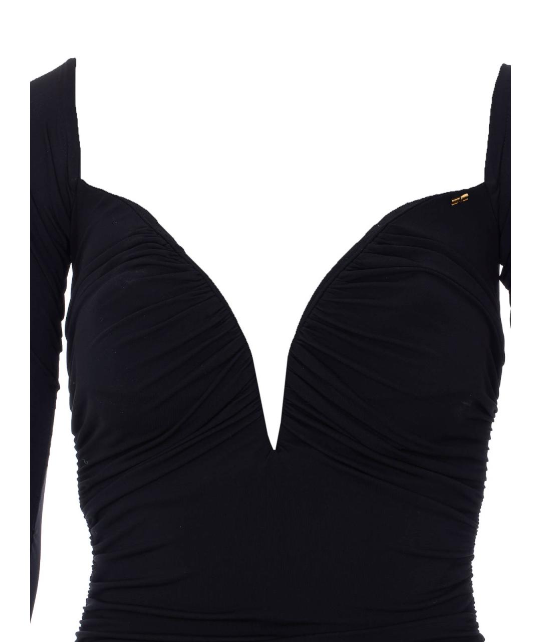 ELISABETTA FRANCHI Черное вискозное вечернее платье, фото 4
