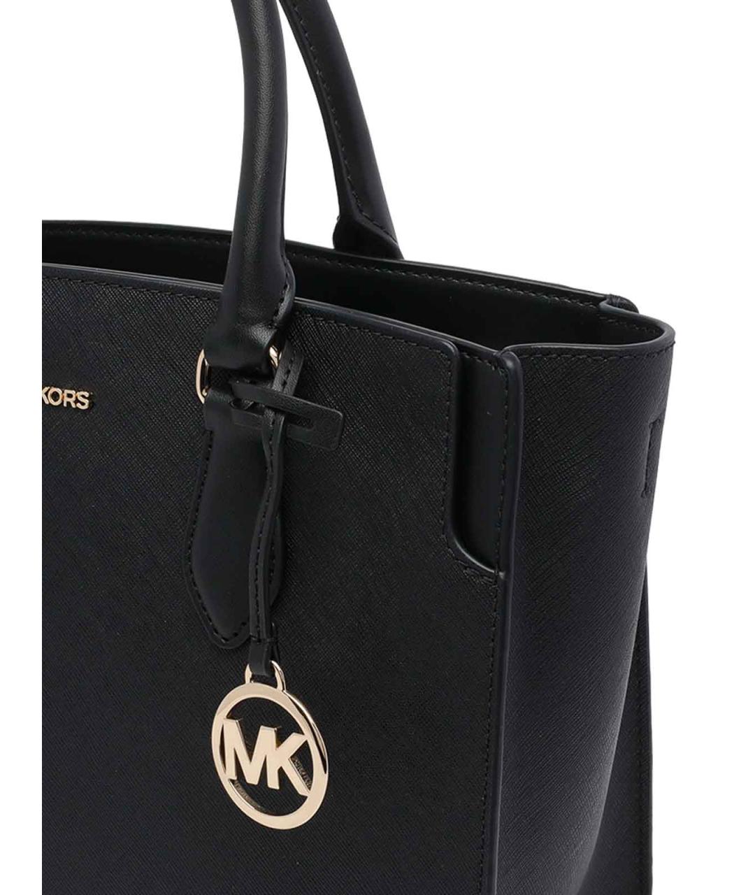 MICHAEL MICHAEL KORS Черная кожаная сумка через плечо, фото 4